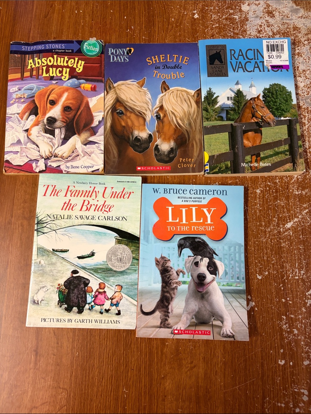 Lot of 5 Children's Animal Chapter Books — Dogs, Horses & Family Stories